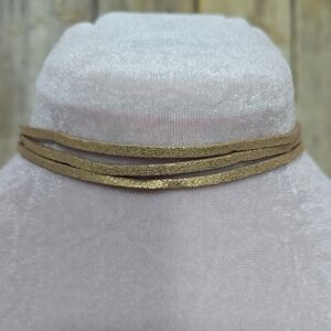 Multilayer Faux Suede Tan Choker Necklace W Gold Flecks